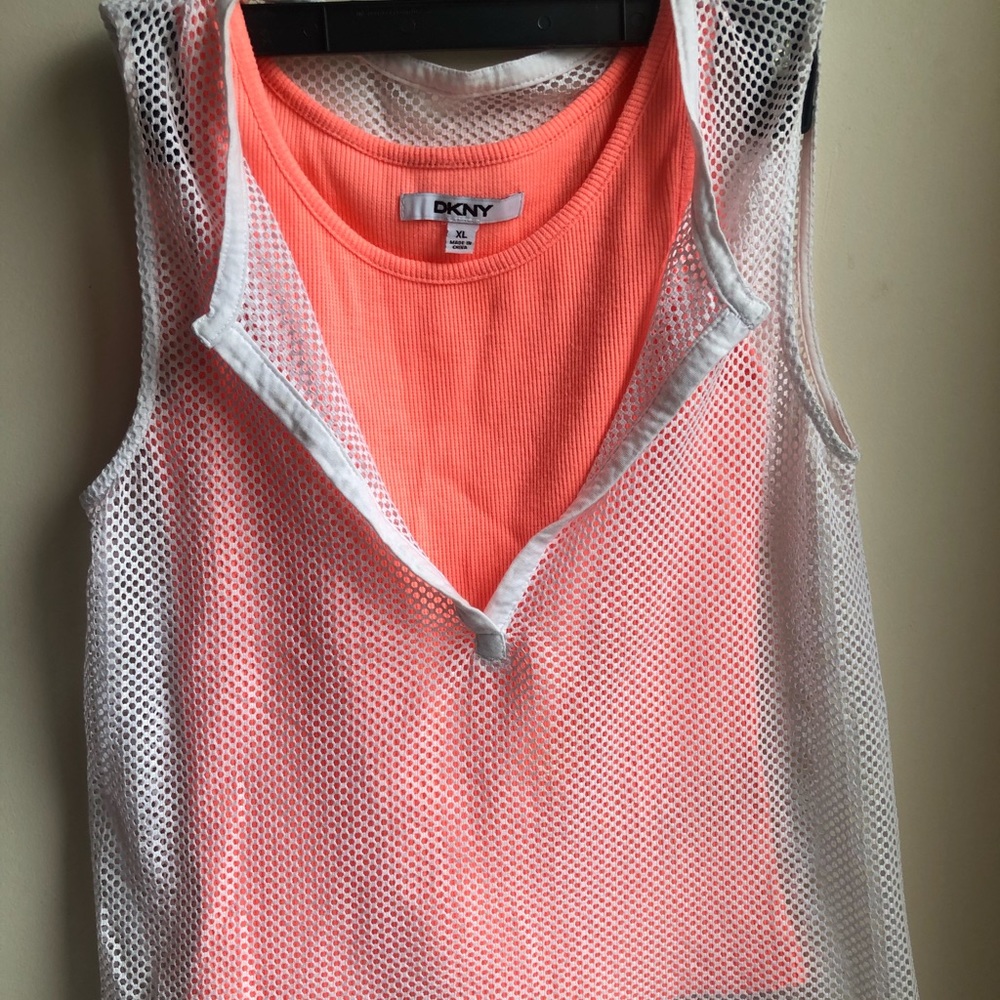 Dkny mesh tee with orange tank
